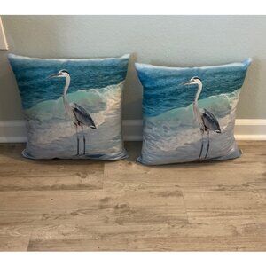 Beach Pillow Covers 2 Soft Cases Set Cottage Coastal Decor Nautical Decoration